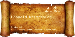Leopold Krisztofer névjegykártya